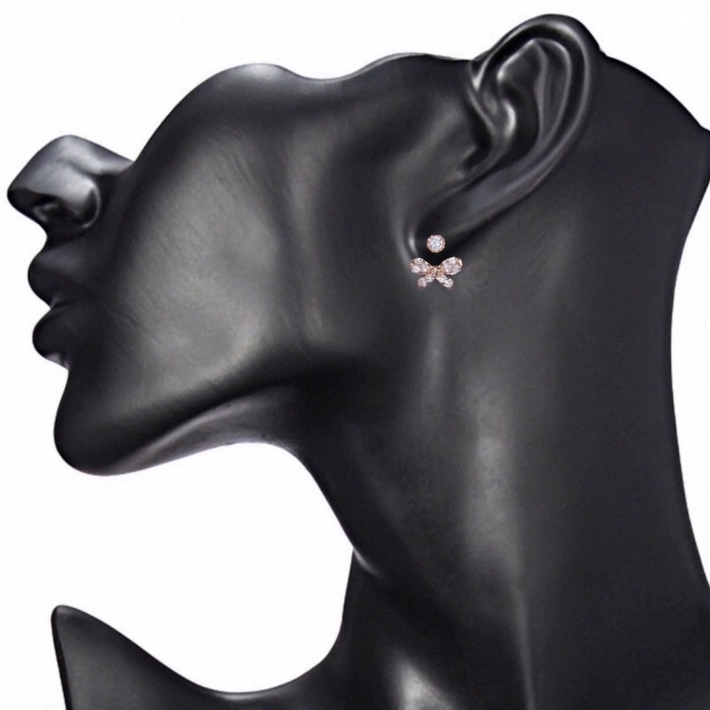 2/$20! 14K Rose Gold Plated Earrings w/Jackets - Picture 5 of 7